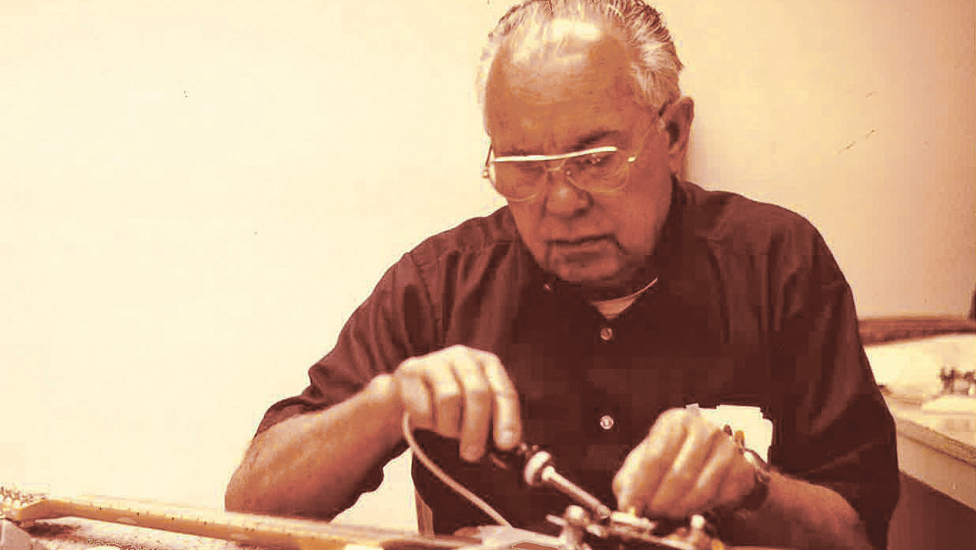 Leo Fender at work during the early days of G&L.