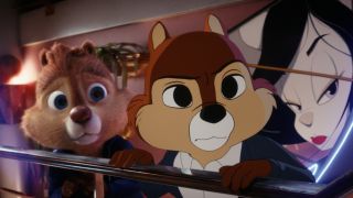 Dale and Chip hanging around in an apartment in Chip 'n Dale: Rescue Rangers.