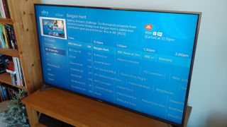 The Sky TV guide on a tv screen