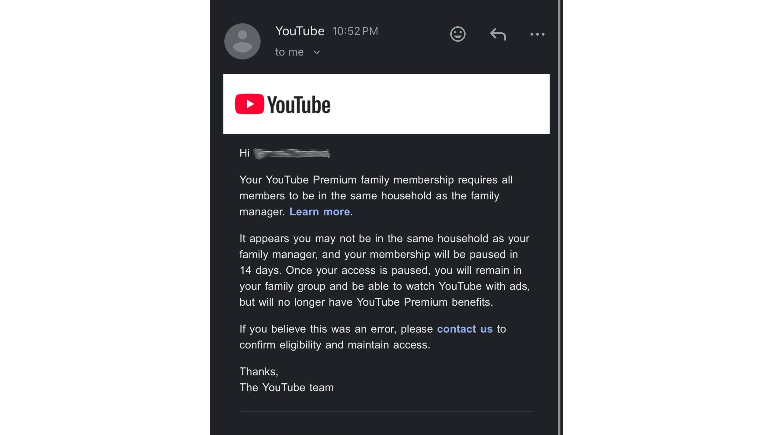 YouTube cracking down on users sharing Premium Family plan