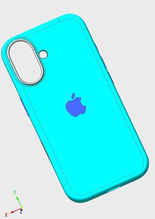 An alleged CAD drawing of the iPhone 16, from the back