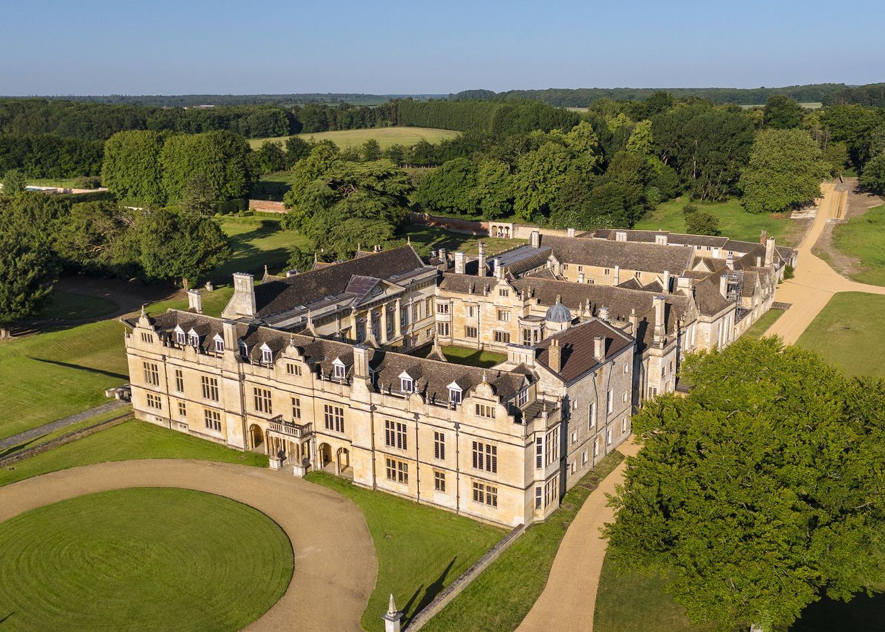 Fig 1: Apethorpe Palace, seen from the north-east, a layered house arranged around three courtyards brought back from the brink of disaster. Apethorpe Palace, Northamptonshire. ©Historic England