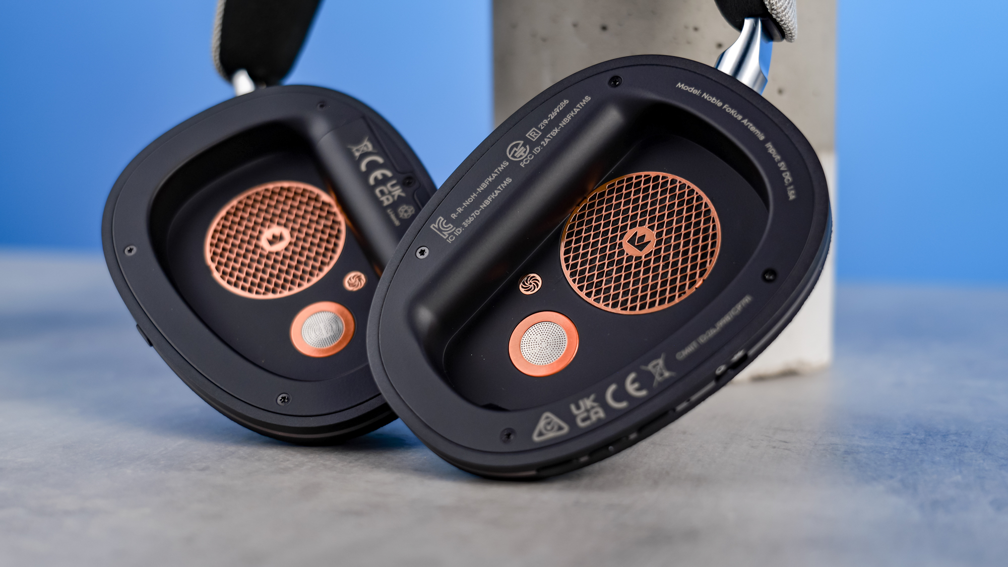 The Noble Audio FoKus Artemis with their earcups removed to show the drivers