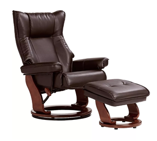 faux leather modern recliner chair and ottoman