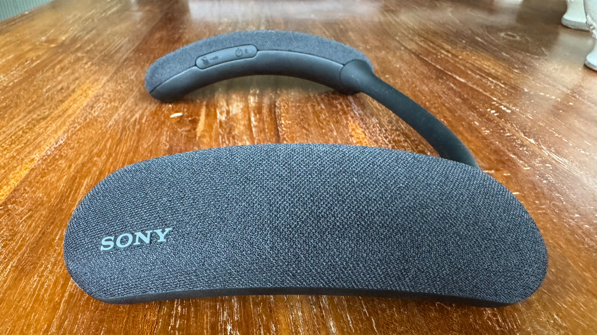 Sony Bravia Theatre U personal audio system on wooden floor showing Sony logo