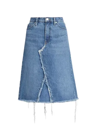 Deconstructed Denim Midi-Skirt