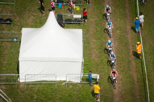 A look from above at the lead group.