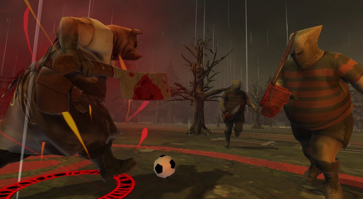 Screens of an indie horror football game