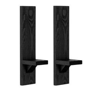 Sziqiqi Farmhouse Candle Sconces Wall Decor Set of 2 Black Wooden Wall Candle Holders for Living Room