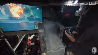 Gunner and loader stations in custom-built tank sim rig