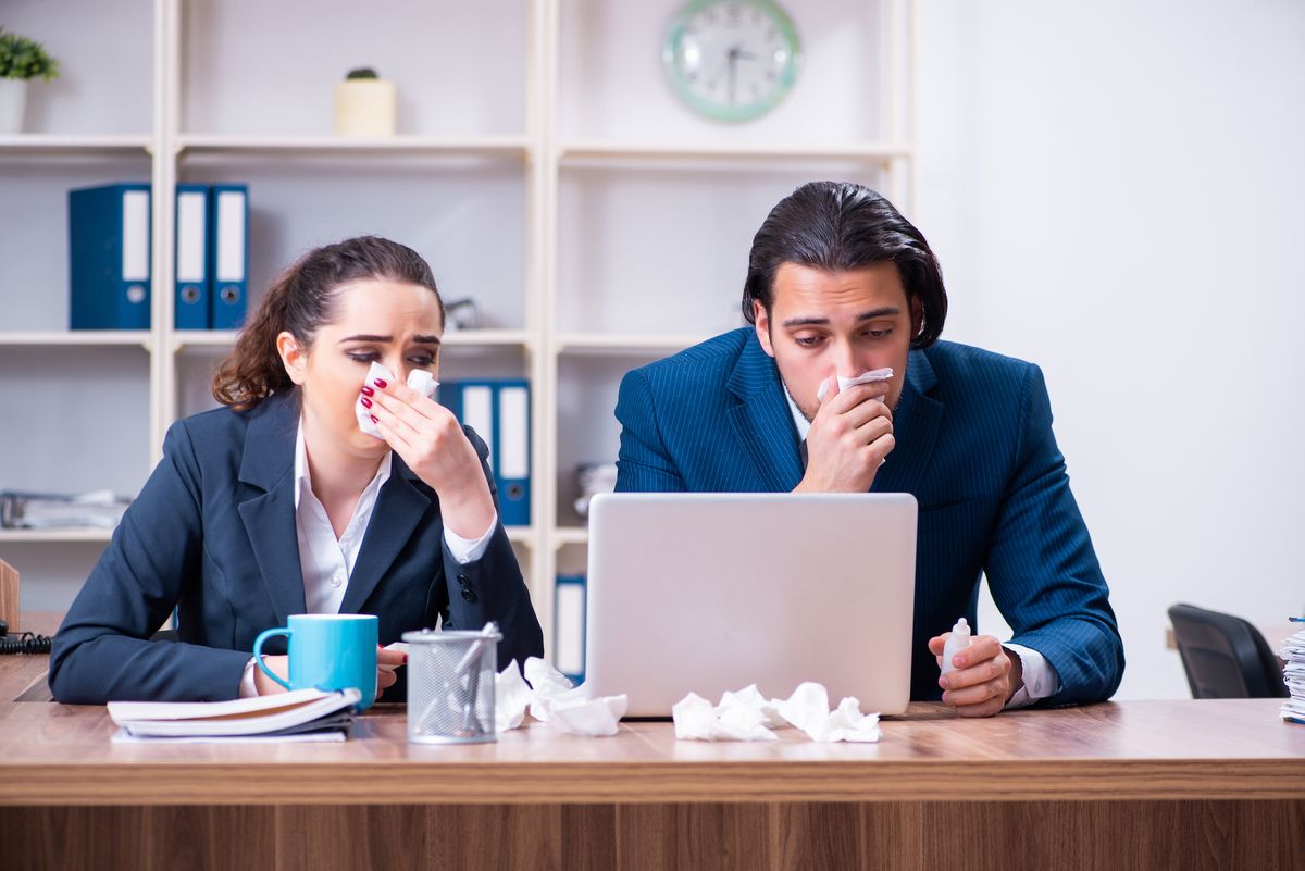 These office workers didn&#039;t get the memo that sick people should work from home.