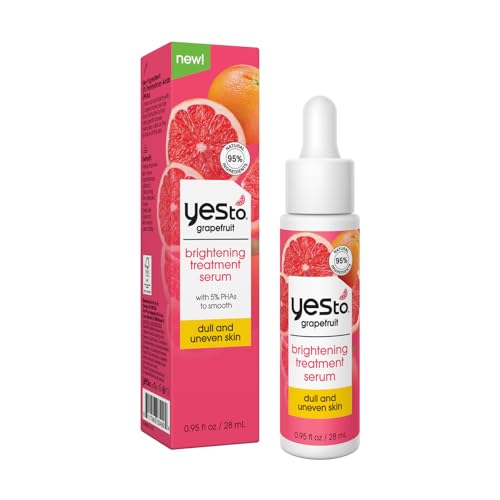 Yes to Grapefruit Treatment Serum, Brightening Lightweight Formula to Loosen Dead Skin Cells, Smooth Complexion &amp;amp; Tone Skin, With Vitamin C &amp;amp; Phas, Natural, Vegan &amp;amp; Cruelty Free, 0.95 Fl Oz