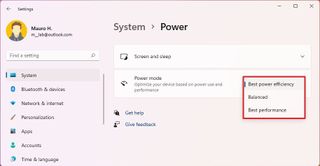 Windows 11 Power modes