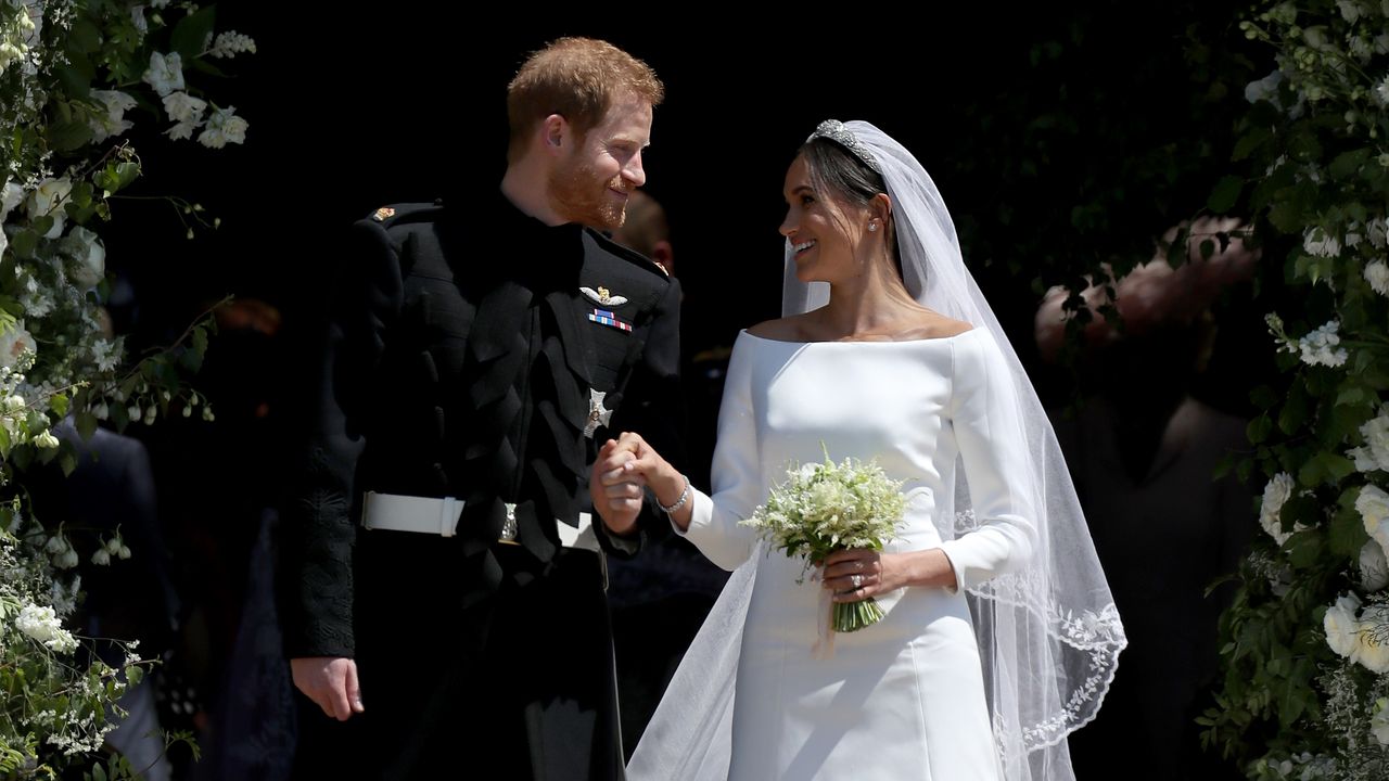 Royal wedding that was watched more at the time than Prince Harry and Meghan&#039;s revealed. Seen here are the Sussexes on their wedding day