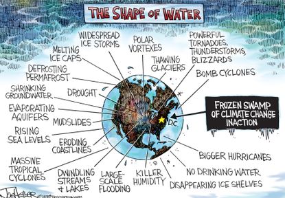 Political cartoon U.S. The Shape of Water Oscars climate change the swamp