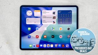 The iPad Pro M5 with a Tom's Guide Presidents' Day Deals badge
