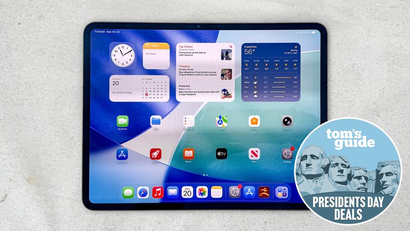 The iPad Pro M5 with a Tom's Guide Presidents' Day Deals badge