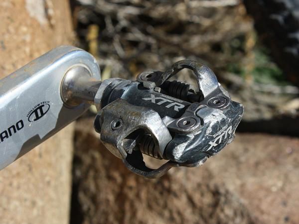 Shimano XTR pedals aren't the lightest in their class but they're utterly reliable and can take a lot of abuse - key features on Moab's rocky course.