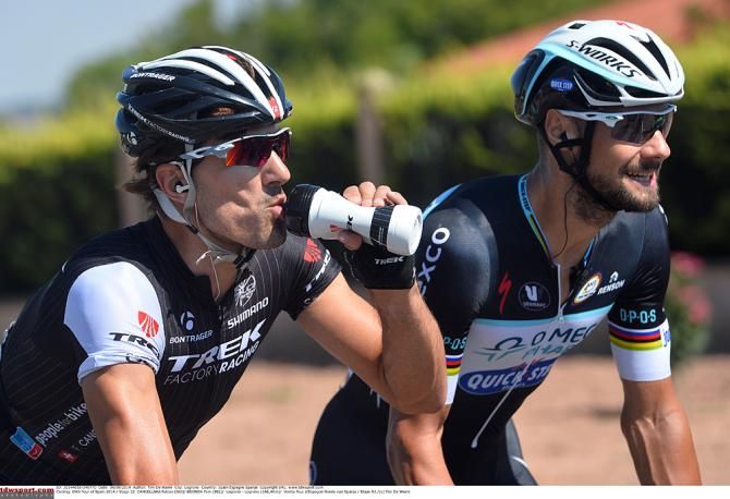 Omega Pharma-QuickStep's Tom Boonen and Trek Factory Racing's Fabian Cancellara
