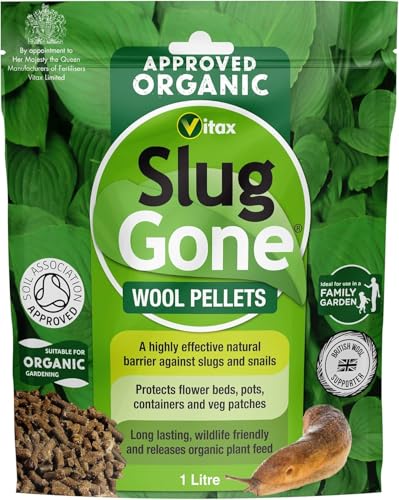 Vitax Slug Gone Wool Pellets 1l &amp;ndash; Natural Organic Slug &amp;amp; Snail Repellent &amp;ndash; Trial Size Pet &amp;amp; Wildlife Safe Barrier - Chemical-Free Non-Toxic Protection for Herbs, Flowers &amp;amp; Pots &amp;ndash; Uk Soil Feed &amp;amp; Mulch
