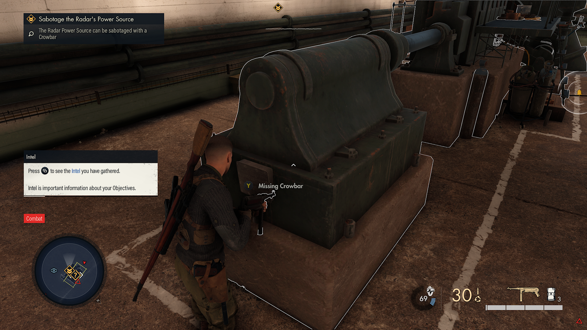 Captura de tela da campanha Sniper Elite 5.