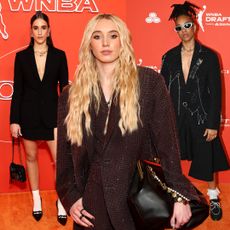 three basketball players on the 2025 wnba draft red carpet