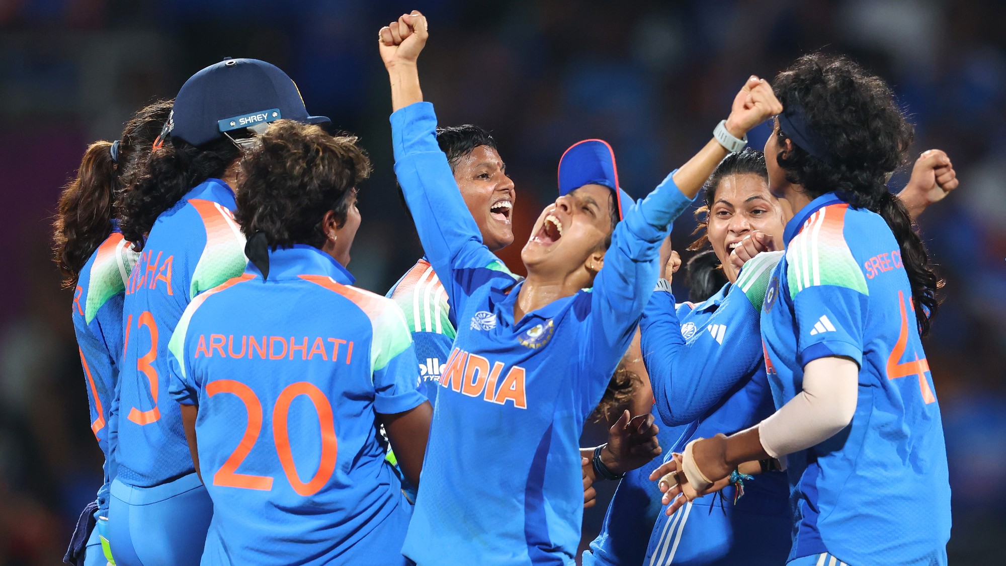 India's women's team celebrate their world cup victory