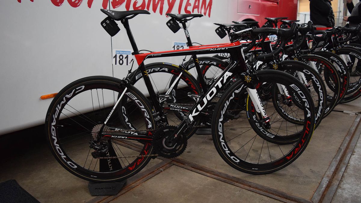 The 2019 Cofidis Kuota Khan is equipped with Campagnolo EPS 12-speed