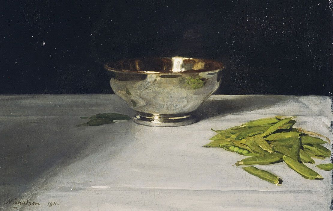 The Lustre Bowl with Green Peas, 1911, by Sir William Nicholson (1872–1949), 21½in by 23½in, Scottish National Gallery of Modern Art, Edinburgh. Bequeathed by Sir Alexander Maitland with life interest to Colonel Peter Dunphie. Presented by Colonel Dunphie 1997. Desmond Banks/Rory Lindsay Photography