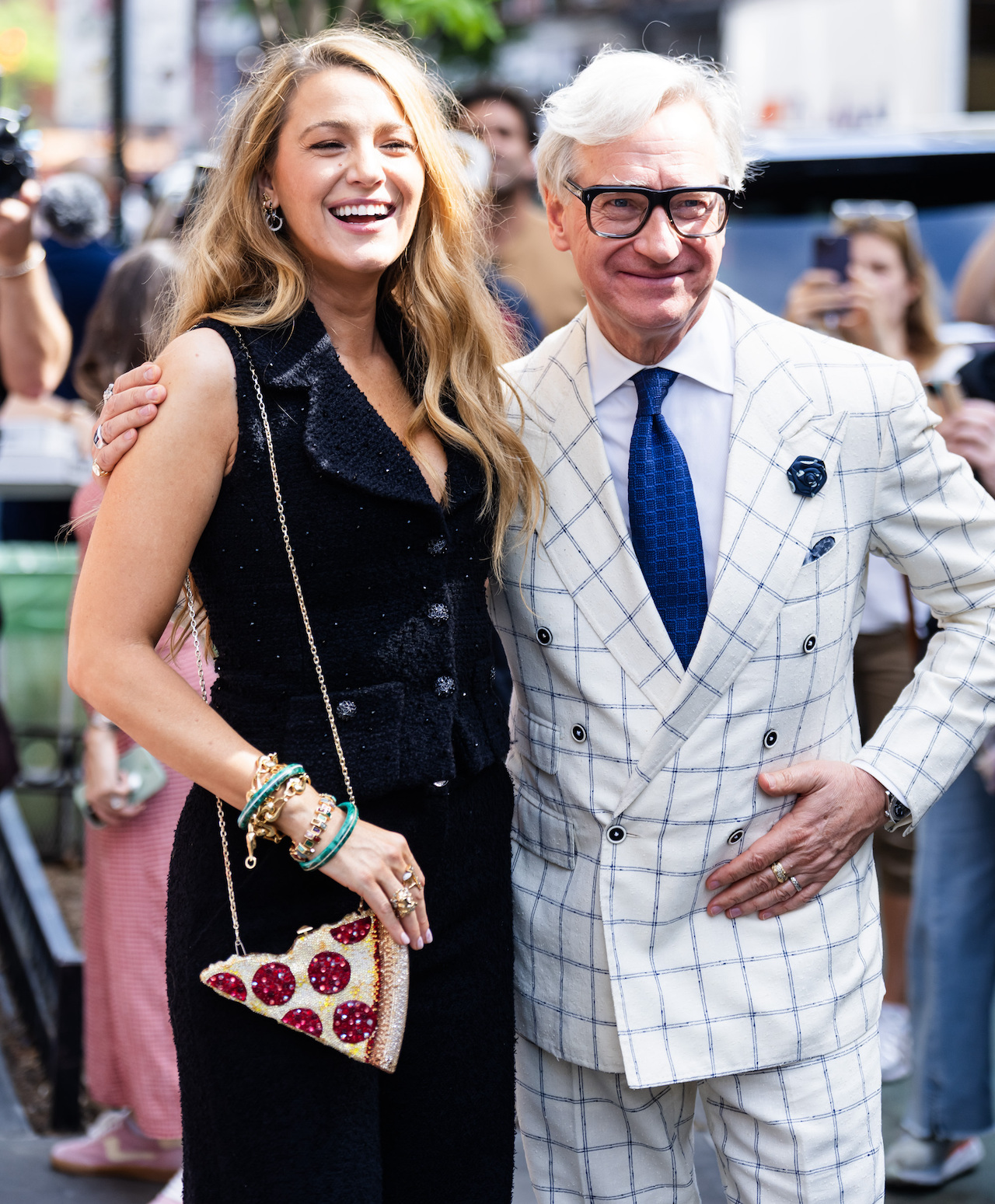 NEW YORK, NEW YORK - APRIL 29: Blake Lively (L) and Paul Feig are seen in the West Village on April 29, 2025 in New York City.