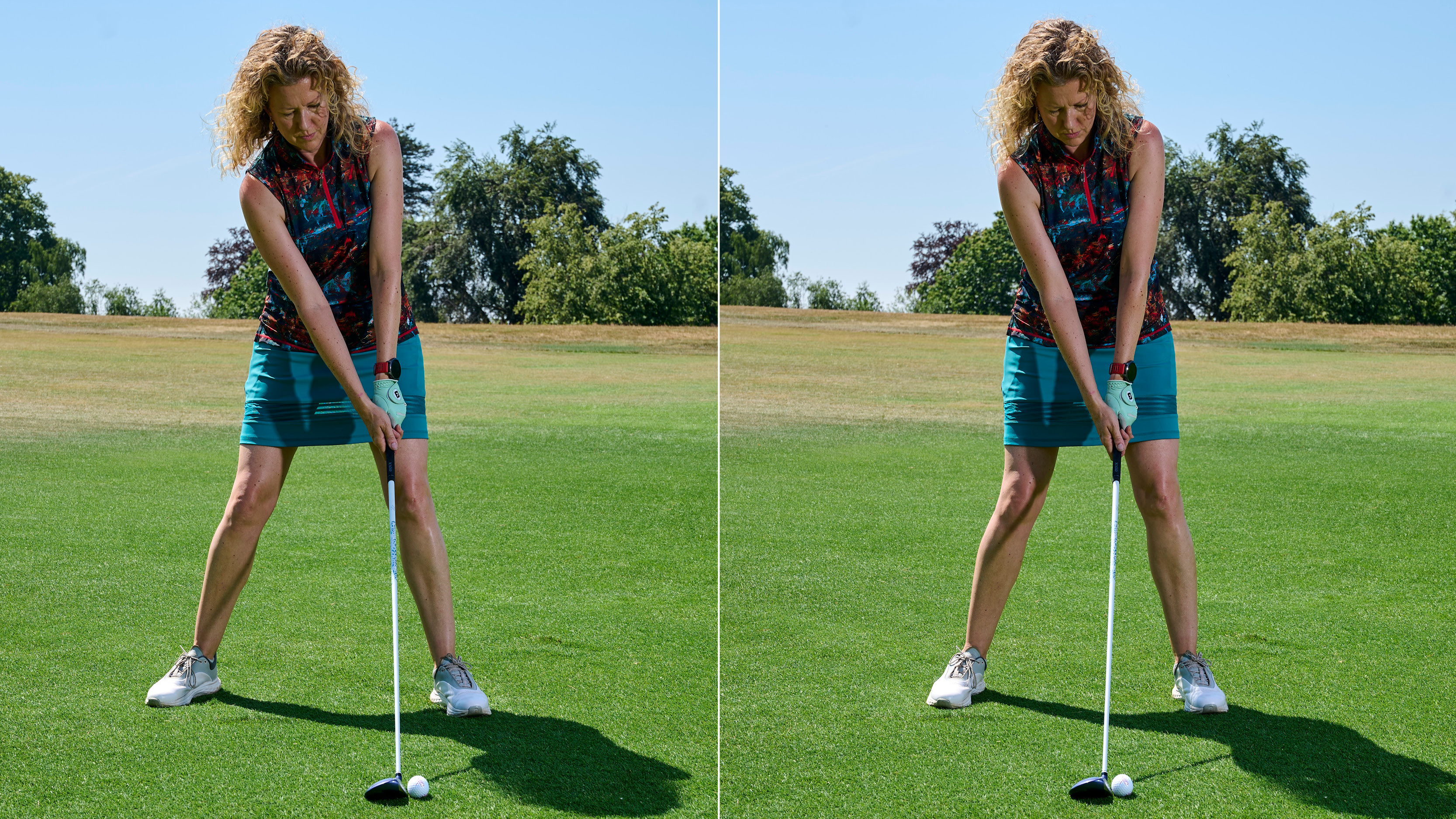 Good and bad ball position with a fairway wood