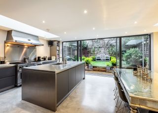 kitchen and dining area with glass door
