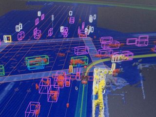 A visualization of what self-driving Google cars’ sensors detect as they’re driving.