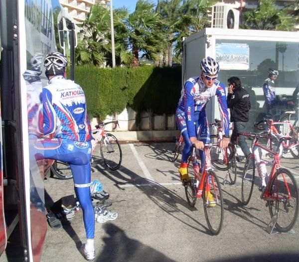 Riders get ready to roll out for training.