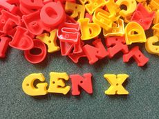 Gen x spelled out with 3d colorful text alphabet letters