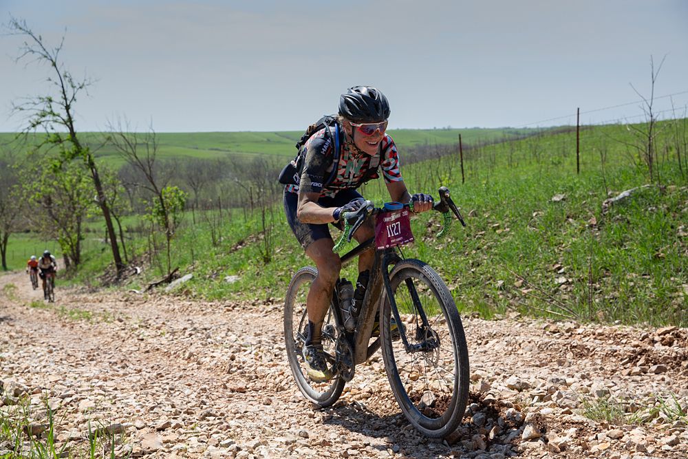 Amy Charity built a lead of six minutes over the rest of the women's field before a series of flats deflated her lead and podium chances.