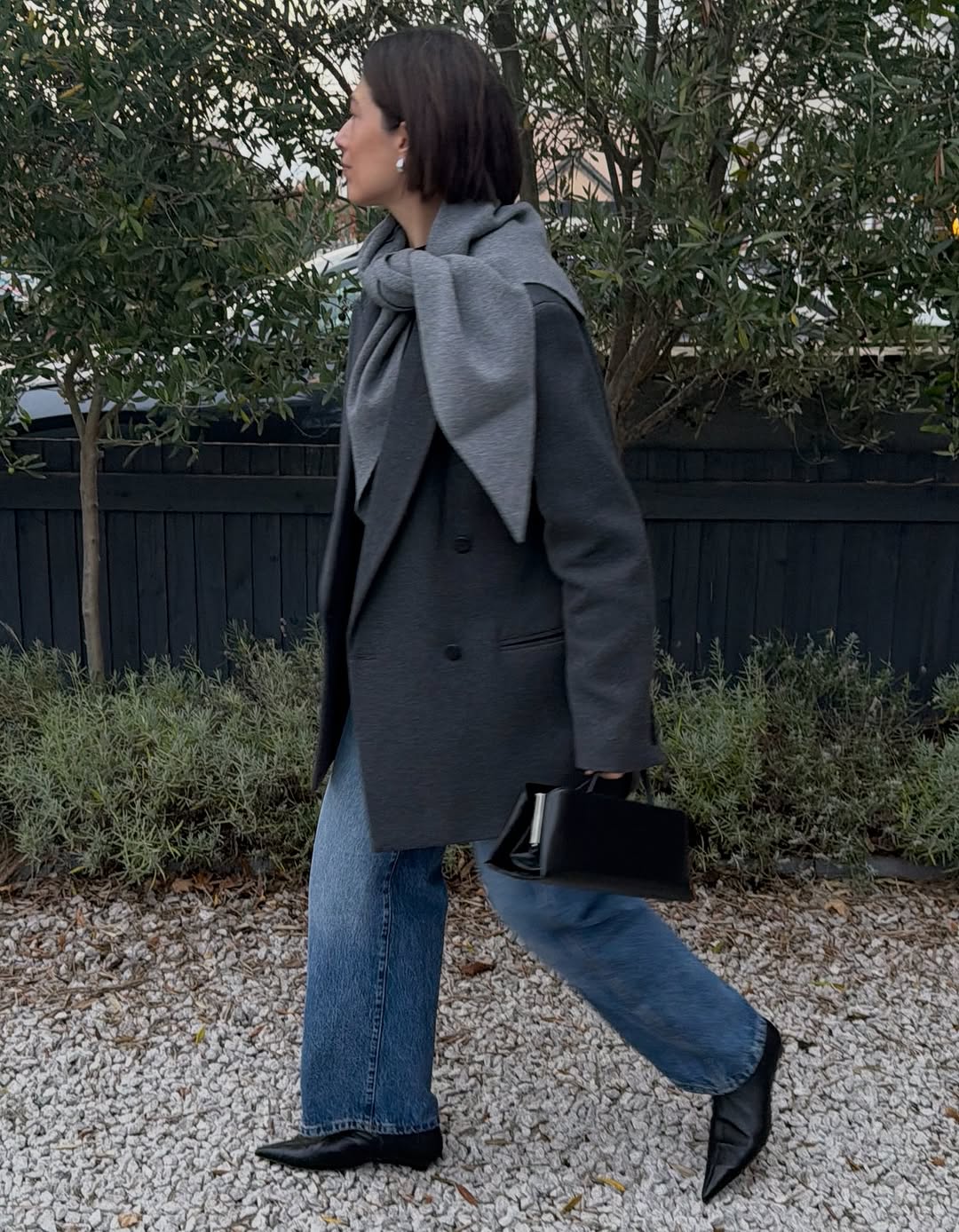 woman wearing winter scarf outfit 2025