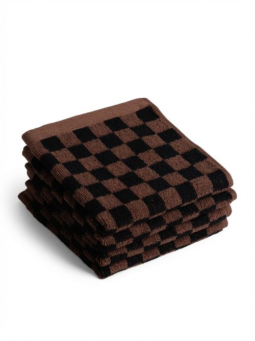 Organic Cotton Check Quill Facecloths, Set of 4