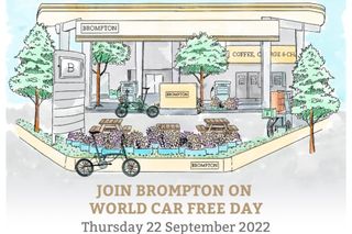 Brompton is promoting World Car Free Day by a converting a petrol station into a haven for bicycles