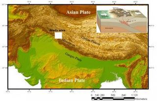 Indian and Asian continental plates.