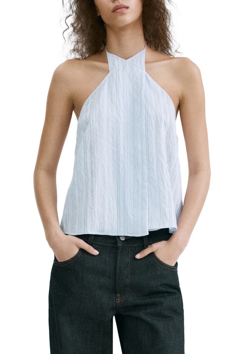 Stripe Crossover Halter Top