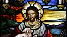 When was Jesus born? Stained glass window of Jesus at St John the Baptist's Anglican Church, Ashfield, New South Wales.