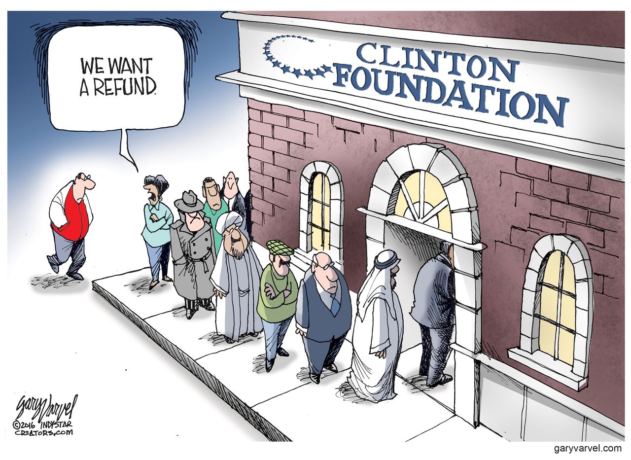 Political cartoon U.S. Clinton Foundation refunds