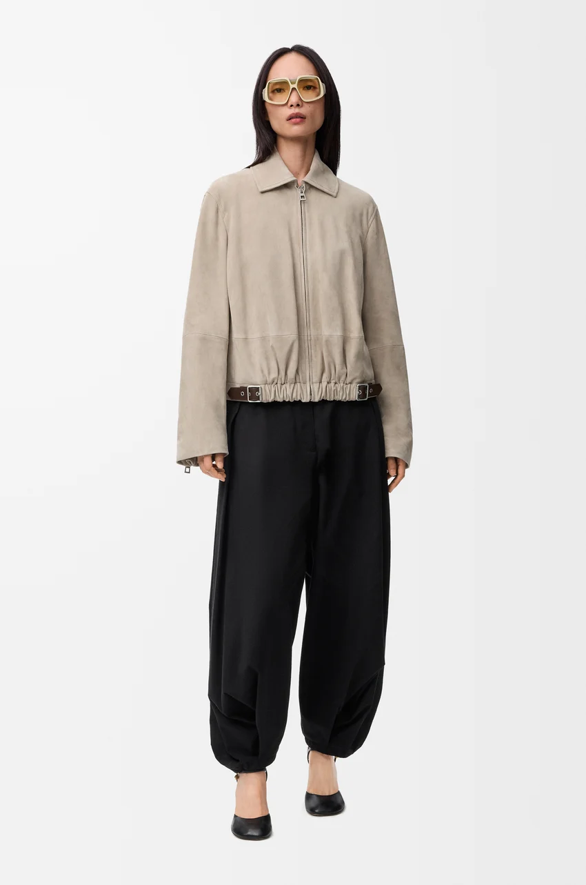 Loewe, Belted Jacket in Suede Goatskin