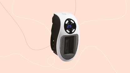 Dunelm plug-in heater on pink background