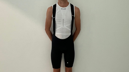 Male cyclist wearing Assos Equipe R S9 bib shorts