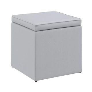 Light gray square storage ottoman