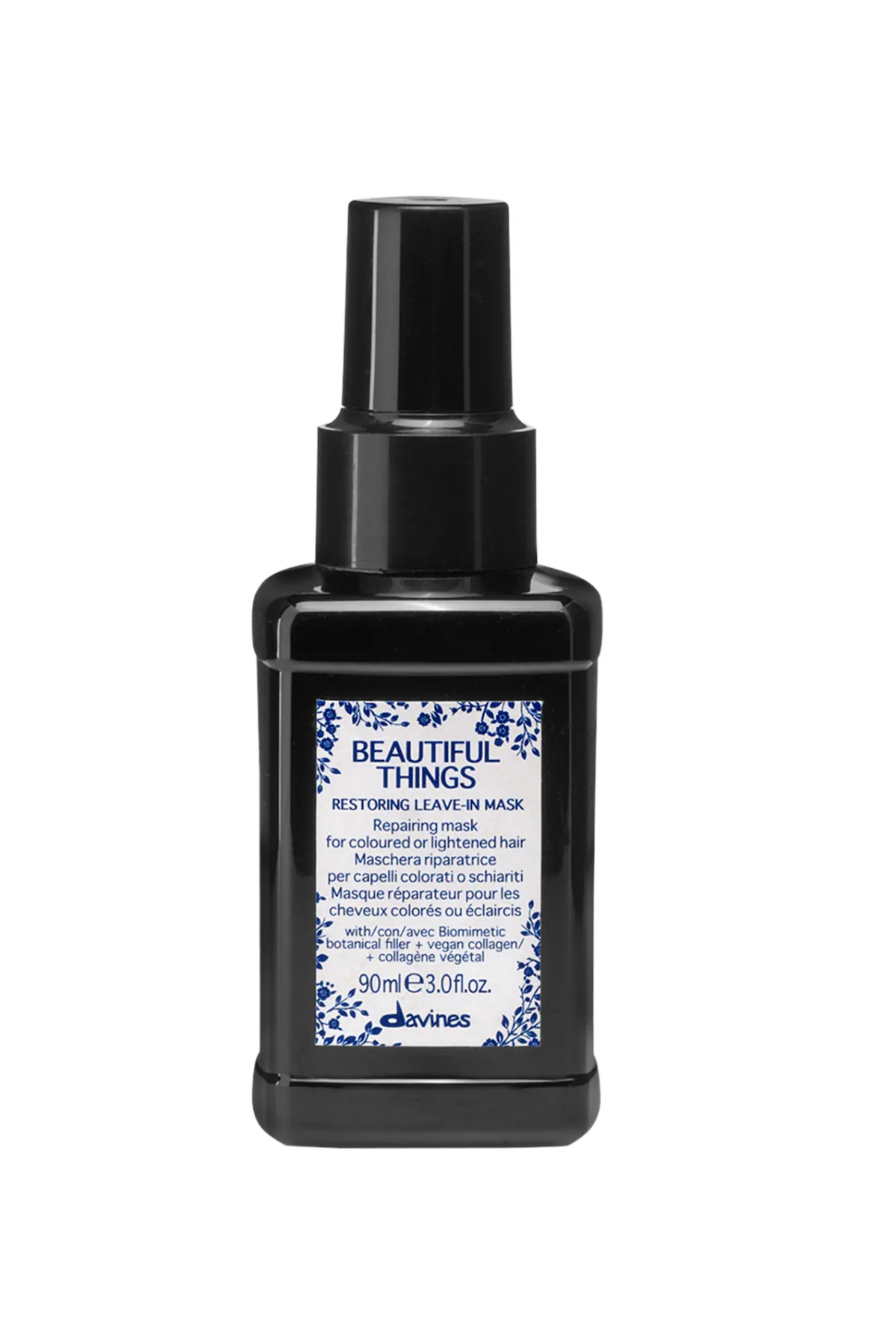 A bottle of Davines Beautiful Things Restoring Leave-In Mask.