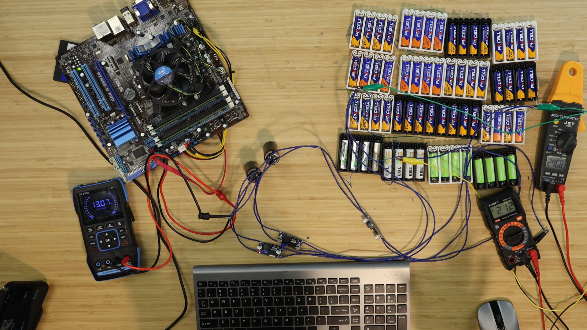 Enthusiast rebuilds AA-battery-powered PC, sextuples run time to 30 minutes with 64 batteries — uses three voltage regulators in parallel to achieve stability, runs computer for over 30 minutes on 64 AA cells