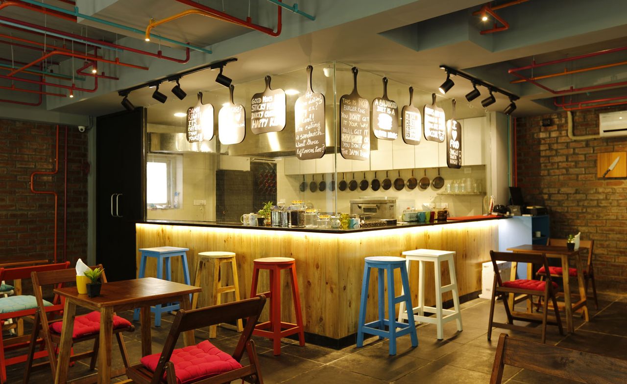 Bar and stool area inside Double Roti